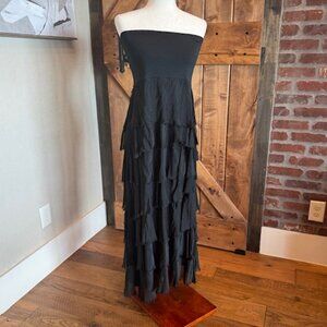 Whimsey Goth Black Tiered Midi/Maxi Dress Skirt – Romantic Festival